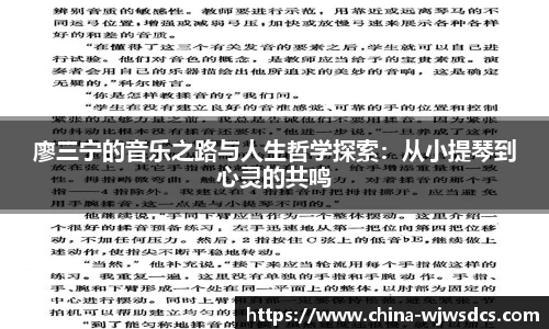 廖三宁的音乐之路与人生哲学探索：从小提琴到心灵的共鸣